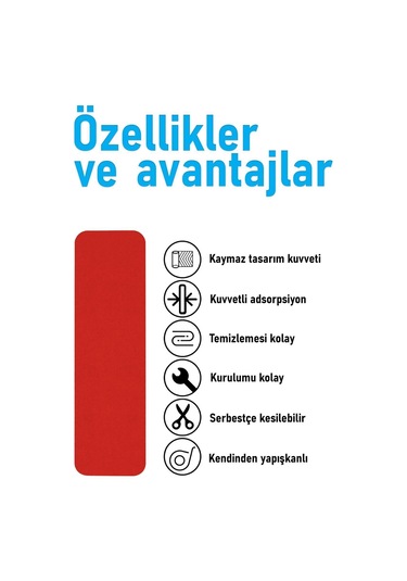 Halifleks Yapışkan Tabanlı Merdiven Basamak Paspası Rip Halı Kaymaz Tabanlı / Adet Olarak Satılır Bayrak Kırmızı