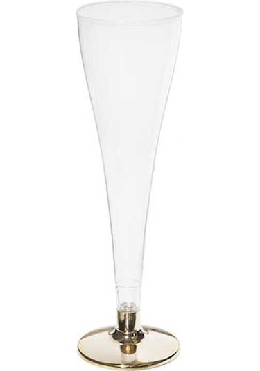 Şampanya Bardağı Metalize Altın Ayaklı 120 Ml - 6 Adet