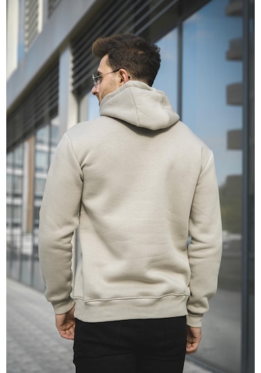 Oksit Janvier Üç İplik Şardonlu Fitted Kapüşonlu Basic Erkek Sweatshirt 001