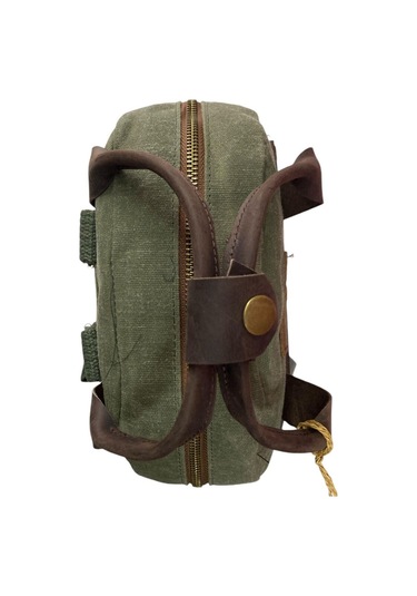 Vintage Deri Kanvas Su Geçirmez Disayn Unisex Gezi Okul Kamp Seyahat Sırt Çantası 28x39cm Haki