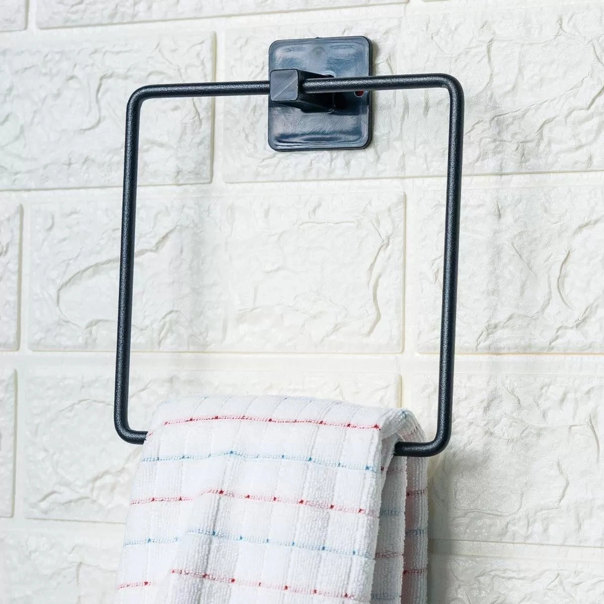 Kendiliğinden Yapışkanlı Siyah Paslanmaz Metal Kare Havluluk Kahverengi