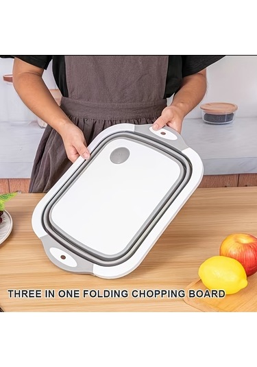 Tcherchi Açık Havada Kamp ve Seyahat İçin Taşınabilir Katlanabilir Kesme Tahtası Gri Beyaz