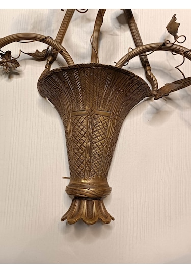 Antika 3 Kollu Pirinç Duvar Aplik 65x62x12cm 1 Adet