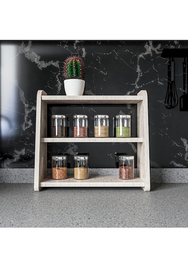Alpa Ev Mobilya 3 Katlı Tezgah Üstü Organizer, Modern Mutfak Rafı Ve Çok Amaçlı Düzenleyici Traverten