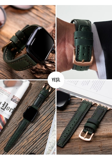Apple Uyumlu Watch 42 44 45 49 Mm Ultra Deri Kordon Crazy