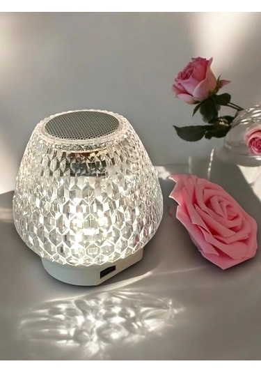 G5 Kristal Şarjlı Masa Lambası - 7 Renk Gece Lambası Ve Bluetooth Hoparlör Çok Renkli