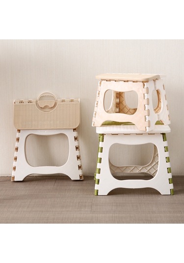 Konesam Yeşil Küçük Boy Taşınabilir Plastik Katlanabilir Tabure - Banyo, Bekleme Ve Ev Kullanıma Uygun Yeşil