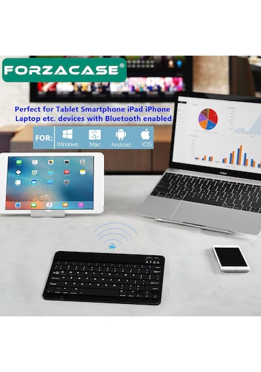 Tablet Telefon İçin Kare Tuş Bluetooth Klavye - Fc755 Beyaz