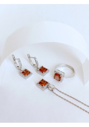Gümüş Zultanit Sultan Taşlı Tasarım Kolye Küpe Yüzük Kadın Set 14