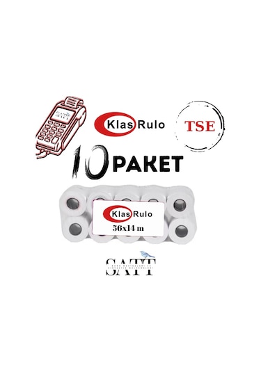 Klas Rulo Yazar Kasa&pos Rulosu 56mmx14metre 10 Paket 100 Adet