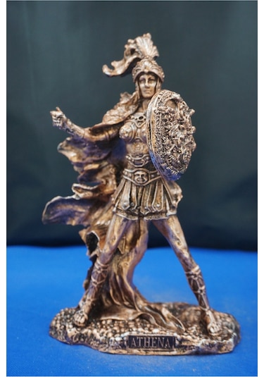Athena Savaş Tanrıçası 26 Cm Mitolojik Heykel, Ev Dekor Ve Hediyelik Biblo Bakır