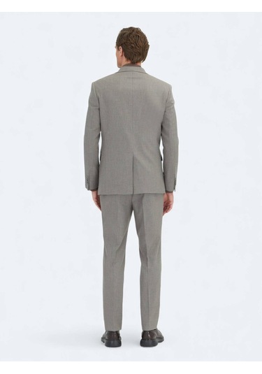 Açık Kahve Mikro Modern Fit Takım Elbise Açık Kahve