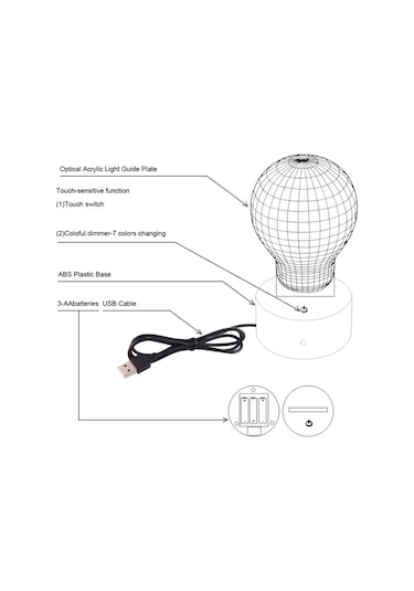Sones Yunus Atlama Tarzı 3d Dokunmatik Anahtarı Kontrol Led Işık, 7 Renk Renk Değişikliği Yaratıcı Görsel Stereo Lamba Masa Lambası Gece Lambası Çok Renkli