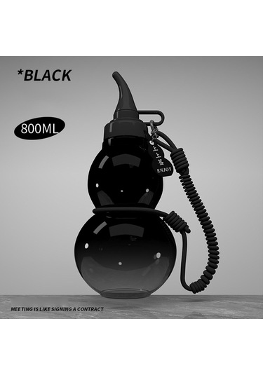 Suntek 800ml Çin Kabak Su Şişesi Spor Matarası Açık Siyah