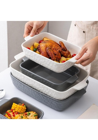 Suntek Fırın Kabı, Çok Amaçlı Pişirme Kullanışlı Derin Beyaz