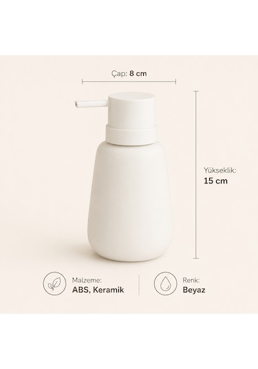 The Voguemaxima Sıvı Sabunluk Beyaz Abs Seramik 8x15 Cm