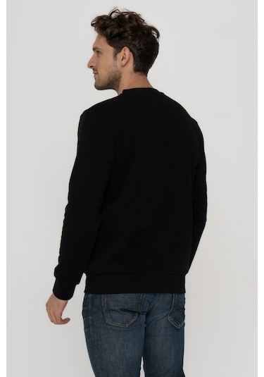 Jack & Jones Erkek Gögüs Logo Baskili Sweatshirt - Minder 12193076 Black Siyah