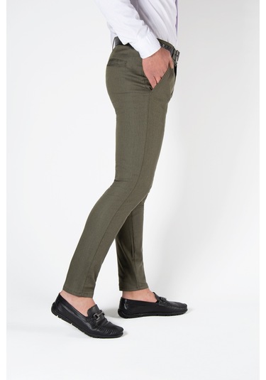 Yeşil Slim Fit Pamuklu İtalyan Kesim Pantolon Yeşil