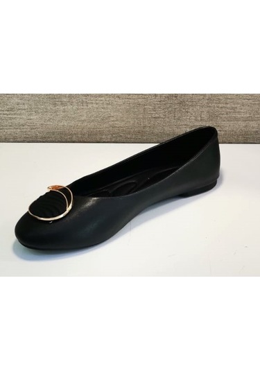 Mhd Y-26 Kadın Tokalı Babet Ayakkabı Siyah