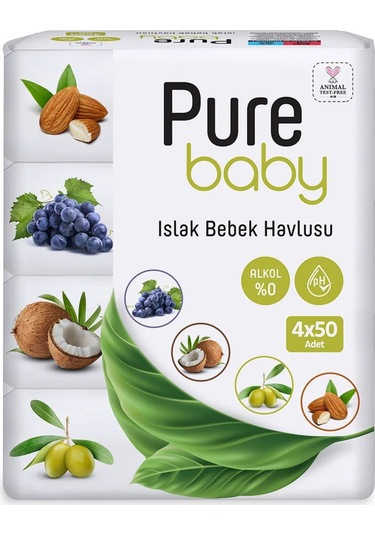 Pure Baby Islak Havlu 4x50'li 4'lü Set