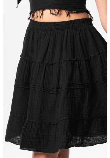 Benan Beli Lastikli Kısa Yazlık Müslin Etek Siyah Syh-siyah Siyah