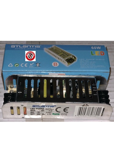 Atlantis B Tipi 12V 5A 60W Slim Güvenlik Kamerası Şerit Led Trafo