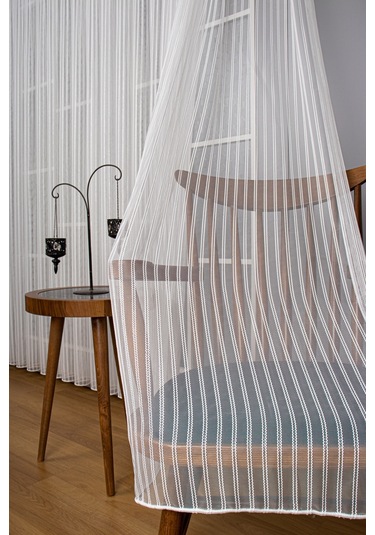 Çift Makarna Simli Armür Düz Tül Perde