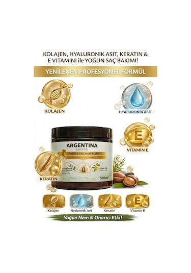 Argentina Keratin At Kuyruğu Saç Bakım Maskesi 500 ML