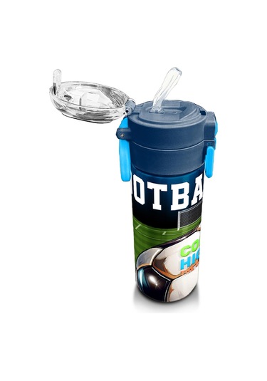 Coral High Kids Lacivert Futbol Desenli Pipetli Ve Direkt İçim Çelik Termos 500 Ml 31995 Siyah