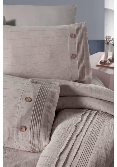 Linen Çift Kişilik Nevresim Takımı Pudra Pudra