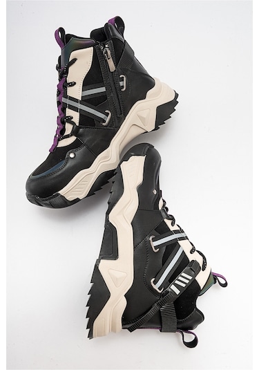 Luvishoes Clara Siyah Mor Kadın Spor Bot Mor - Siyah