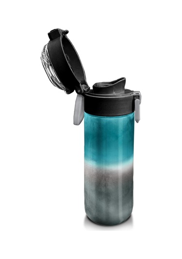 Coral High Kids Nefti Gri Renk Geçişli Desenli Pipetli Ve Direkt İçim Çelik Termos 500 Ml 31969 Altın