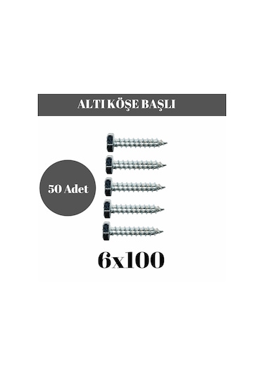 Trifon Vida 6x100 Mm Altı Köşe Anahtar Başlı Vida 50'li Paket 6 x 100 MM