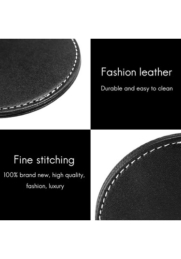 Ulzyvf Yuvarlak Siyah Siyah Seti Mutfak Kullanımı Deri Bardak Bardak Altlığı Altlığı 6'lı Sa Siyah
