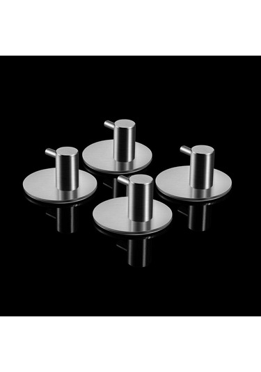 Dianziye Stainless Steel Self-adhesive Round Rail Tea Shelves - 4 Pieces, Wall-door-glass Mountable, No Drilling, Water-resistant, Space-saving Organizer Diğer