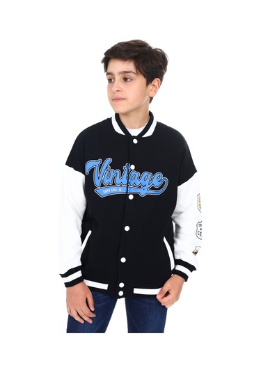 Toontoy Erkek Çocuk Baskılı Kolej Hırka Siyah