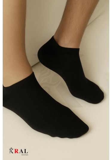 Kral Socks Kadın - Erkek 8 Çift Cotton Dikişsiz Soft Görünmez Penye Patik Bilek Çorap Siyah