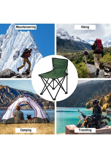 Yeşil Sırtlık Ergonomik Tasarım Güçlü Yük Taşıyan Kompakt Boyut Taşınabilir Katlanır Tabure Sandalye Kamp Malzemeleri Yeşil