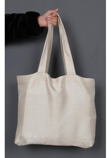 Hasır Dokulu Körüklü Kadın Kol Ve Omuz Çantası Krem-1416