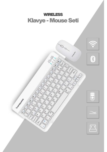 Beyaz Kablosuz Klavye Ve Mouse Seti