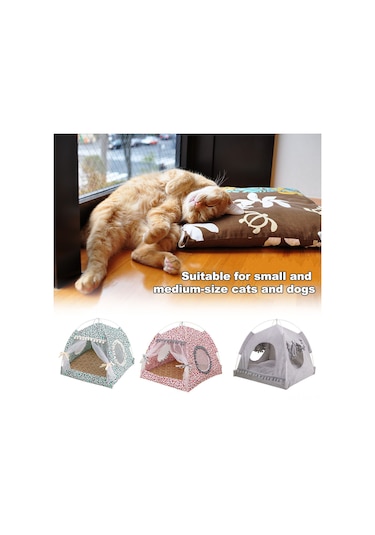 Vkemall Küçük Köpek Ve Kedi İçin Taşınabilir Çökeltilebilir Dış Mekan Kamp Tentesi - M Büyüklüğü, Leopar Desenli Yeşil