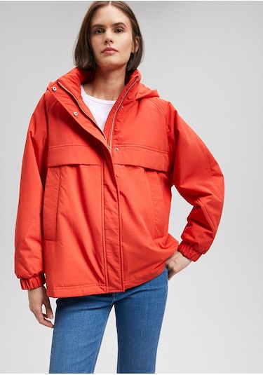 Mavi - Kapüşonlu Kırmızı Ceket 1110348-70461 Kırmızı