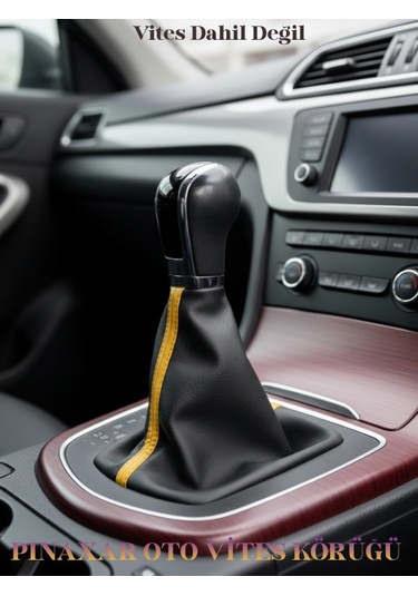 Peugeot Pertner Siyah Deri Prime Tasarım Sarı Şerit Spor Dikiş Vites Körüğü