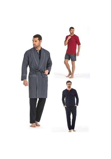 Pierre Cardin 5560 Erkek Çeyizlik Beşli Rop Pijama Takım - Lacivert Lacivert