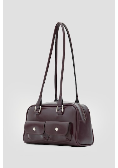 Rhan Retro Baget Çantası Bordo Bordo