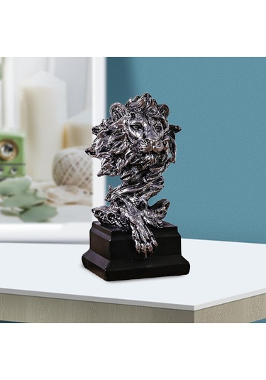 Suntek Magideal Aslan Kafası Heykeli El Sanatları Masa Süsleme Gümüş
