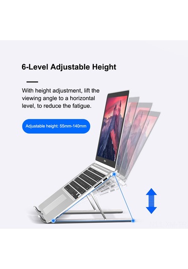 Ximistore9 Alüminyum Dizüstü Bilgisayar Ayakçısı - 6 Seviye Yükseklik Ayarlı, Soğutucu Ve Taşınabilir Masaüstü Destek