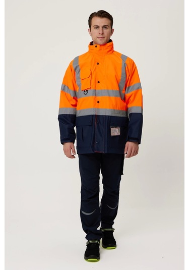 Eradium 5n1 Reflektörlü İş Güvenliği Parkası F.turuncu-lacivert