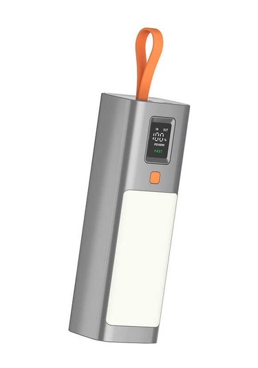 Işık Kaynağı: 20000 Mah Powerbank, Type-c Ve Usb Girişli, Hızlı Şarj, El Feneri, Dijital Göstergeli Gri