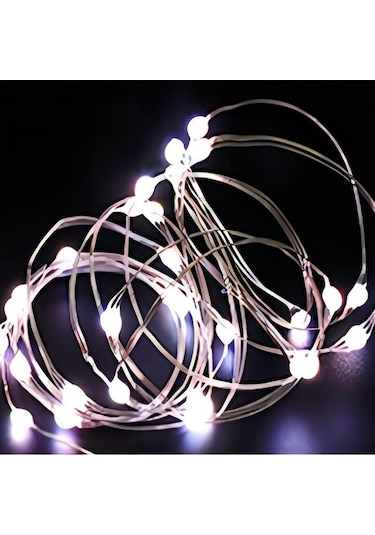 Beyaz 1/2/3/5/10/20/30m Led Dize Işıklar Pil Bakır Tel Çelenk Lamba Açık  30m Beyaz